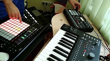 Live performance with Analog Keys, Analog Rytm, Ableton Push and Fender