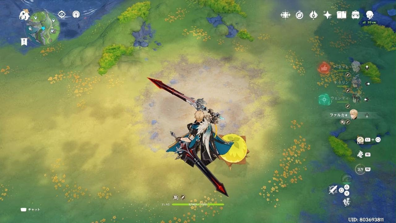 十六倍マンドラゴラ(ファルカ無凸モチ武器,ドゥリン無凸狼牙完凸,ウェンティ無凸終焉,ベネット完凸天空)　原神　ナドクライ