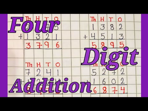 Addition of 4 digit numbers without carrying. 4 digit addition. 4 digit addition for class 3.
