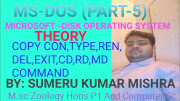 CD,MD,RD,COPY CON,REN,DEL,EXIT,TYPE, COMMAND Theory+Lab MS-DOS(PART-5)