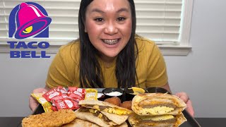 FIRST TIME TRYING TACO BELL'S BREAKFAST MUKBANG #eatingshow #eating #foodie  #tacobell #mukbang