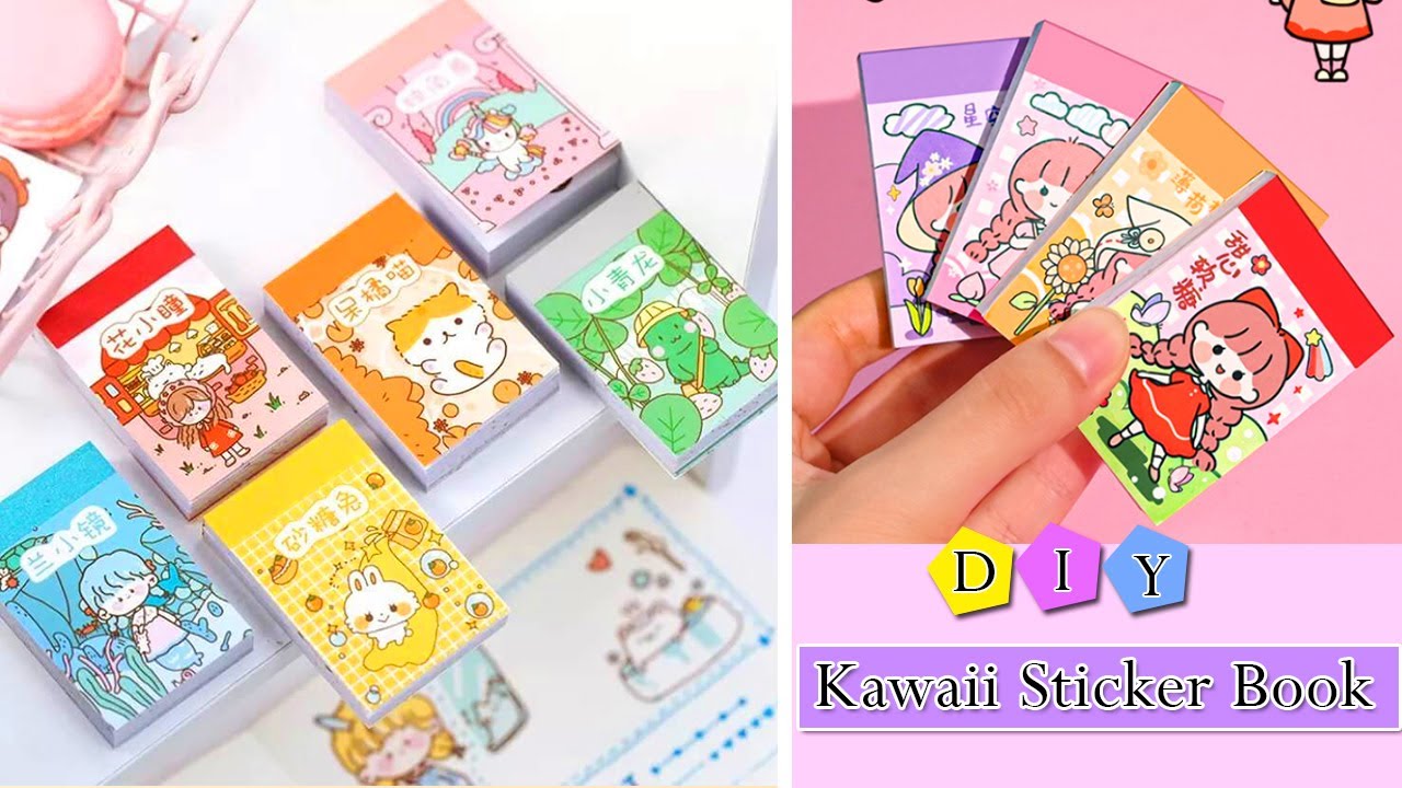 How to make a kawaii mini sticker book at home - YouTube