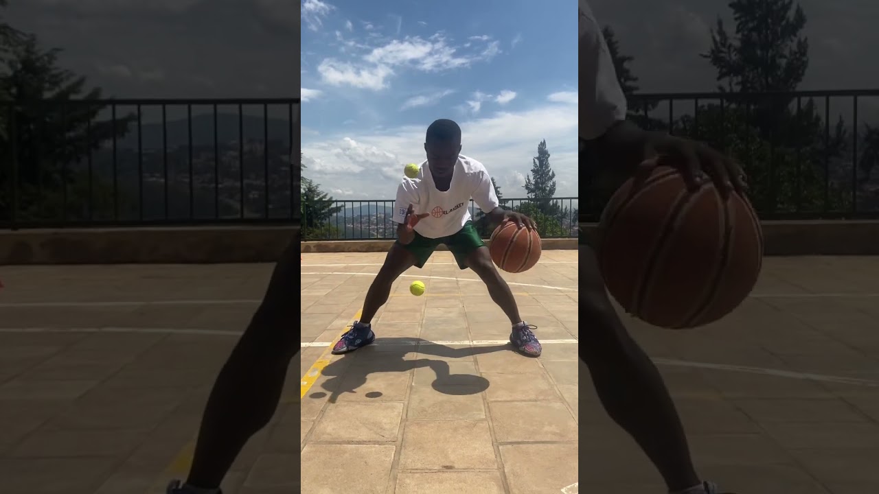 Basketball drill with tennis balls 