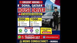 House Driver Job Vacancy Immediate Departure | Qatar Royal Family Hiring Light Drivers #gulfjobs