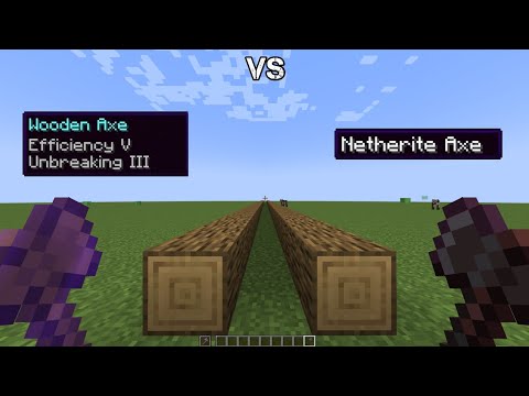 Efficiency V Wooden Axe vs Netherite Axe 🔥