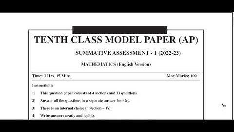 Ap 10th Class (SA-1) Maths Question Paper For (2022-23) |AP 10th class Maths SA-1 guess papers 2023