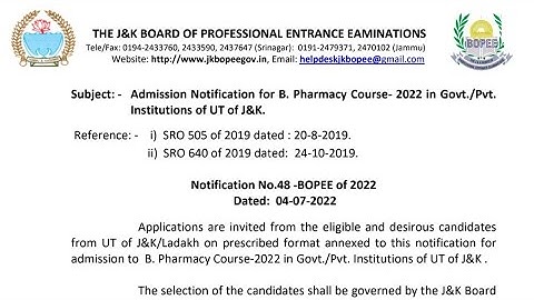 Jkbopee Big Update B Pharmacy Application Forms Released For 2022 Check Dates Admission Process?