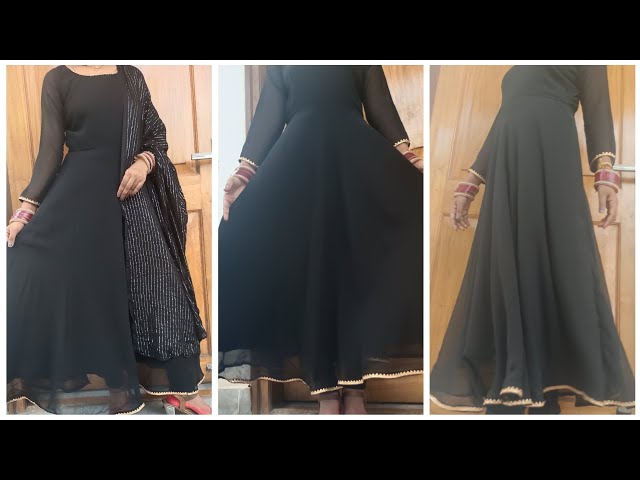 umbrella gown cutting/long frock dress cutting stitching/floor length gown  ki cutting/frock gown cut - YouTube