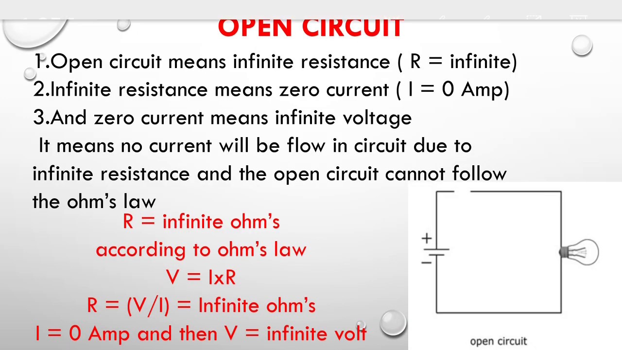 Different types of circuits (Open circuit, close circuit & short