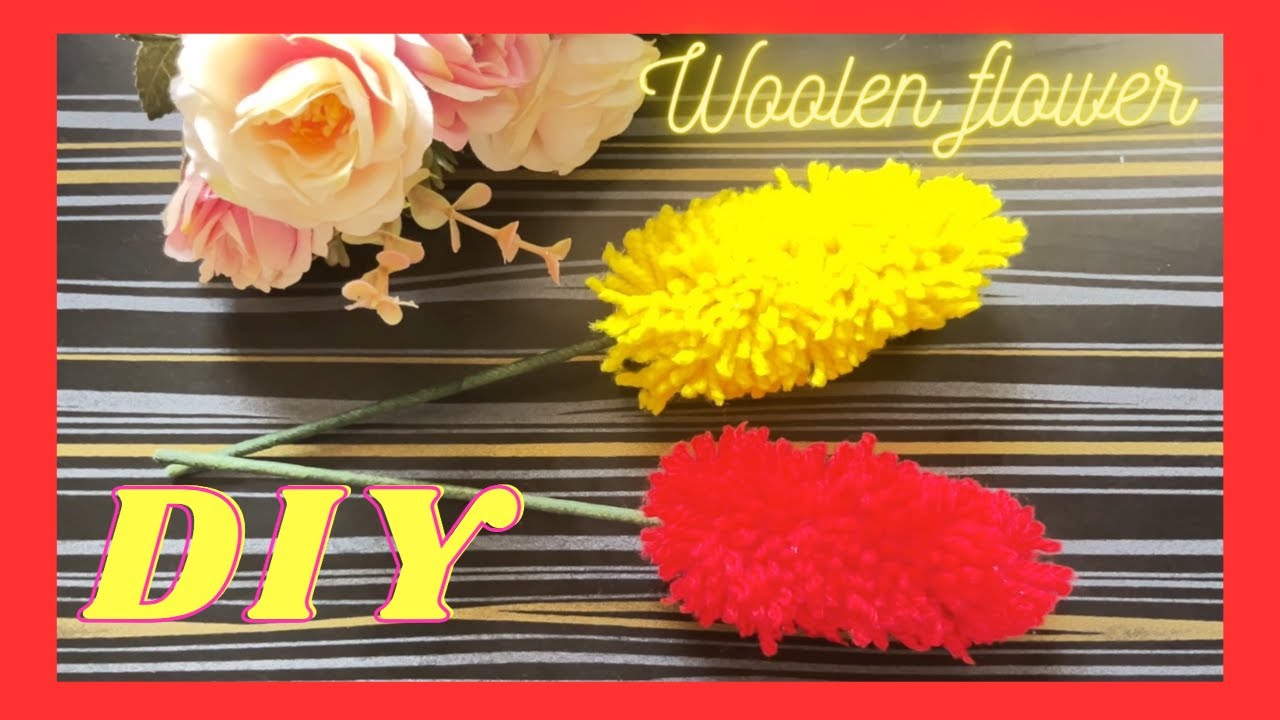 Woolen Flower Making idea how to make flower from wool/ yarn🌸🌺