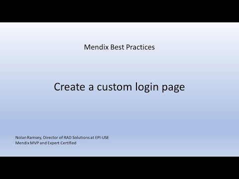 Mendix Best Practices - Create a custom login page