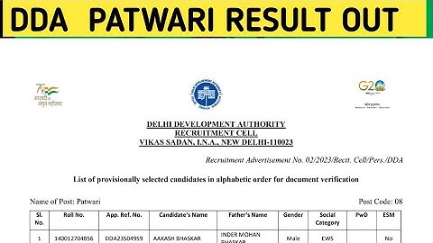 DDA Patwari Result 2023 | DDA Patwari Result out|DDA JSA UPDATE How to Check DDA Result 2023 #dda