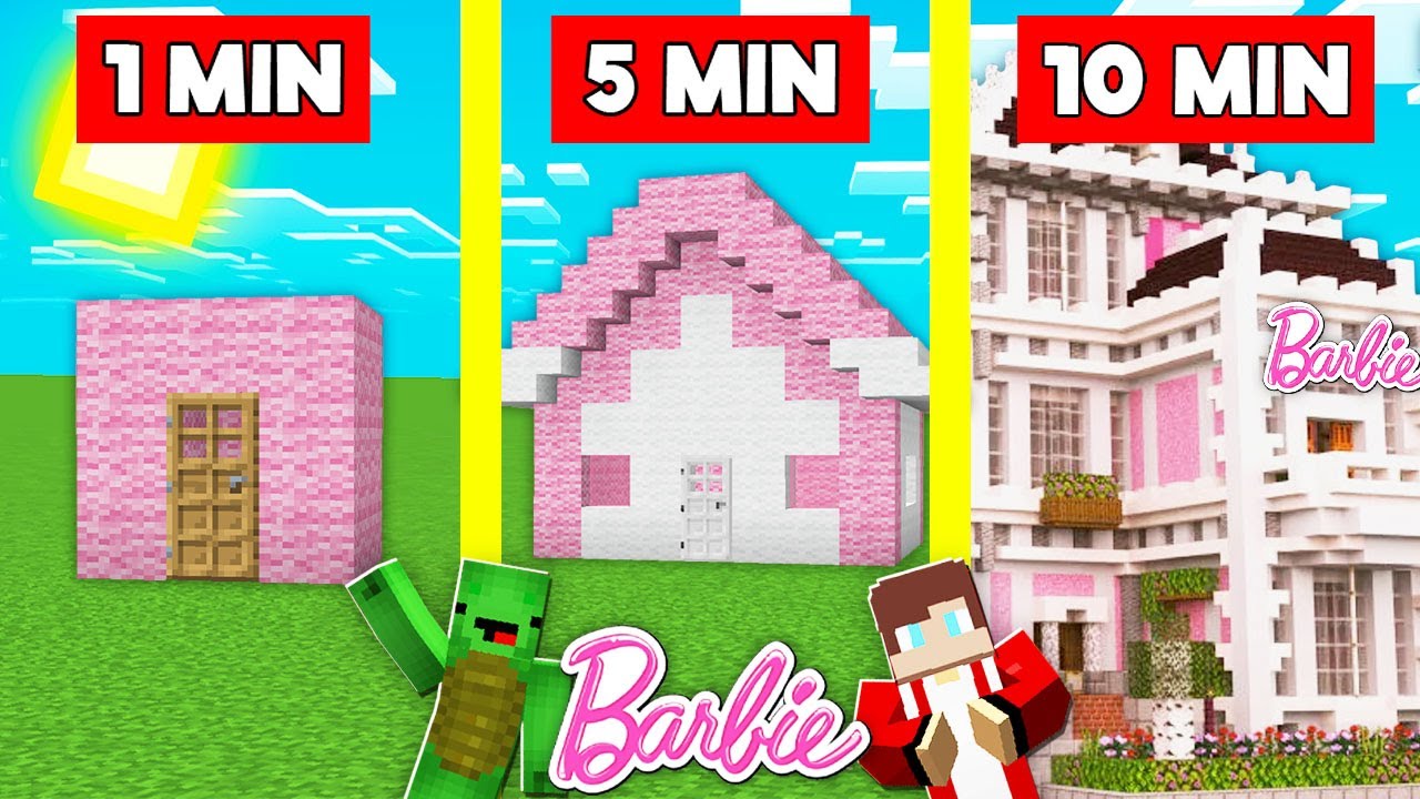 BARBIE HOUSE BUILD BATTLE CHALLENGE In Minecraft - NOOB VS PRO - Maizen ...