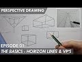 PERSPECTIVE DRAWING 01 - THE BASICS - Horizon Line, Vanishing Points 1,2 & 3
