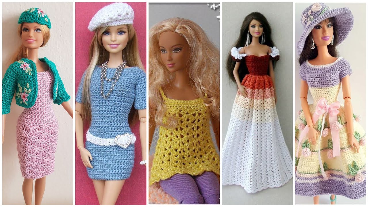 Stunning Barbie Crochet Fashion Dresses/Crochet two pieces and frocks ...