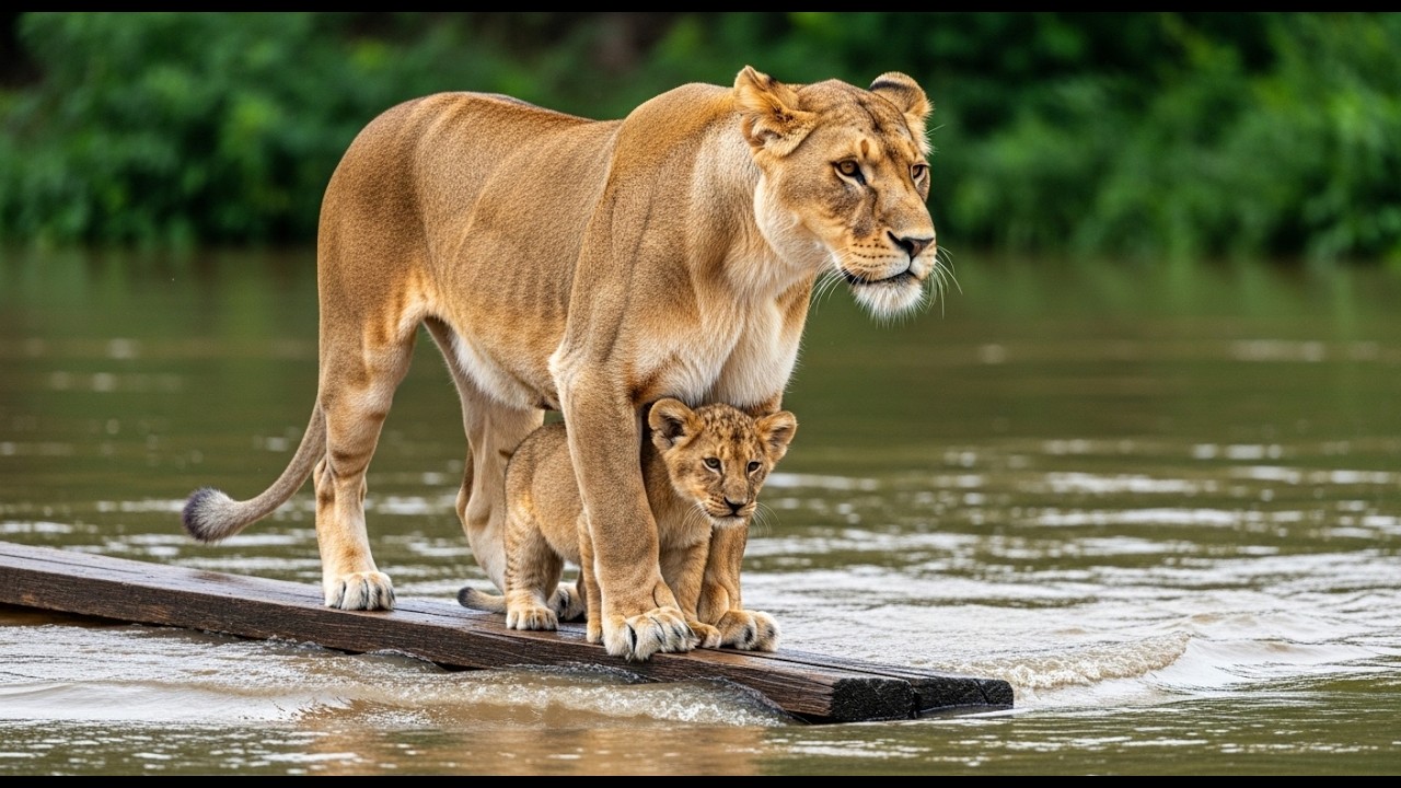 A Flood Trapped a Lion Cub — What the Mother Did Next Was Incredible