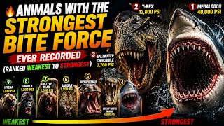 🔥Animals With The Strongest Bite Force Ever Recorded(Ranked Weakest To Strongest)#BiteForce#Wildlife