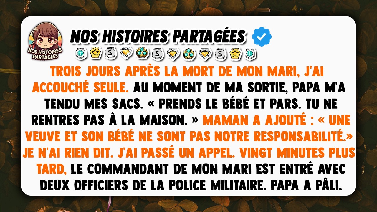 J’étais encore en train de saigner de mon accouchement quand mon père a déposé deux sacs à mes pieds dans le hall de l’hôpital. « Prends le bébé et pars, tu ne rentres pas à la maison », m’a-t-il...