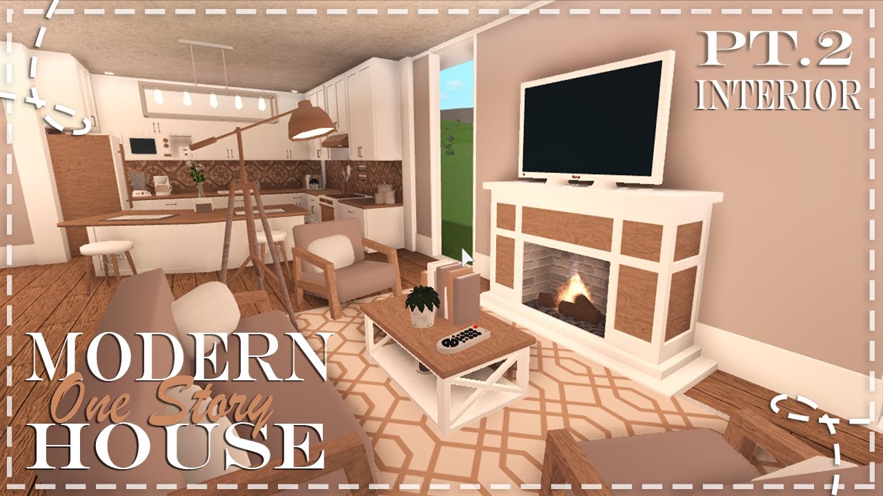BLOXBURG | Modern One Story House | 83k | PT. 2 | Interior | ROBLOX ...