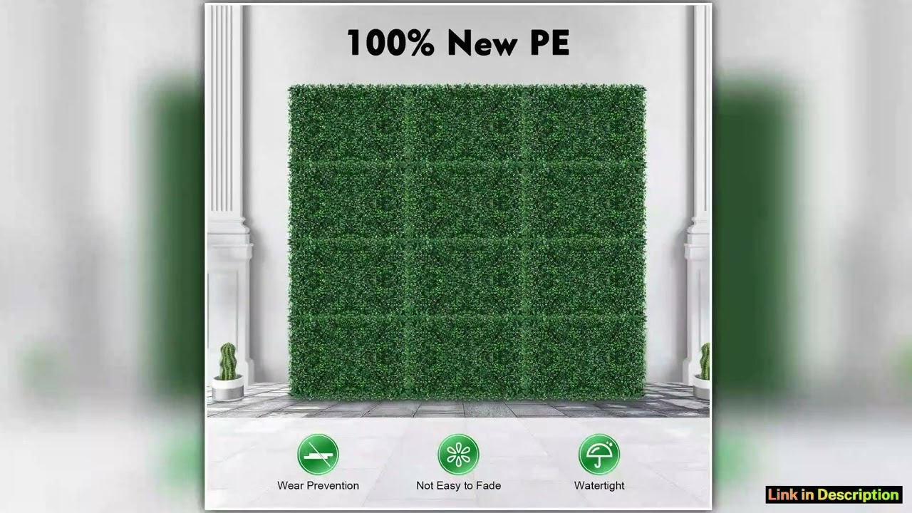 12PCS 6040CM Artificial Grass Mat Panel PE Waterproof Wall Hedge for Indoor Outdoor Decor DIY Priva