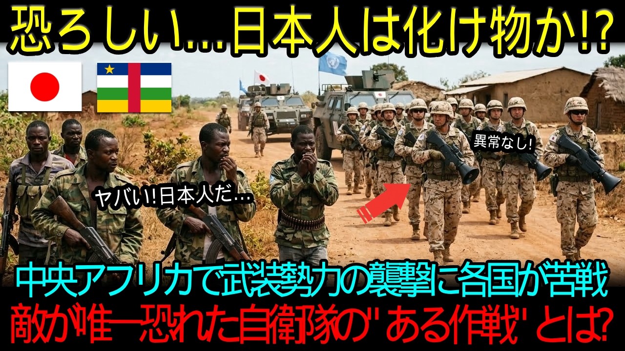 「震えが止まらない…日本人は化け物か！」中央アフリカで武装勢力の襲撃に各国が苦戦→非武装で鎮圧に挑んだ自衛隊が敵の指揮官を恐怖させた驚愕の真相とは？【海外の反応】