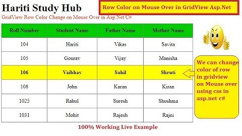 Change Row Color on Mouse Over in Grid View Control Asp.Net C# | Hindi | Free Online Classes