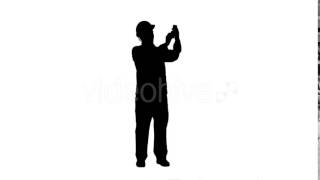 Silhouette Construction Engineer In Helmet Makes Selfie On The Phone Track Matte. | Stock Footage - News