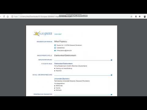 Completarea unui CV Europass în limba germană / Europass Lebenslauf / Model completare CV