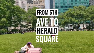 Day time walk in New York City from 5th Ave 52nd Street to Herald Square