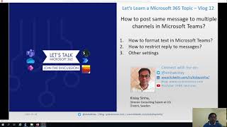 How to post same message to multiple channels in Microsoft Teams - A Microsoft 365 Topic – Vlog 12