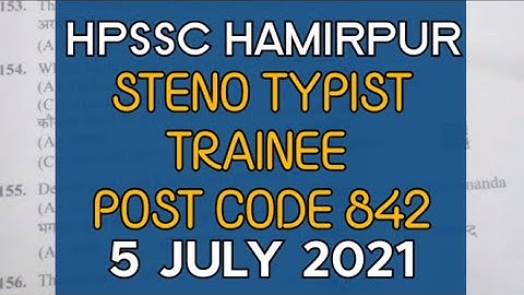 HPSSC Hamirpur Steno Typist- Trainee post code 842 || HP GK for Competitive Exams || #hpgk #hpsscgk