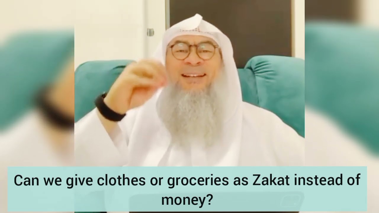 Can we give clothes, groceries as zakat instead of cash? When can we pay zakat on other's behalf?