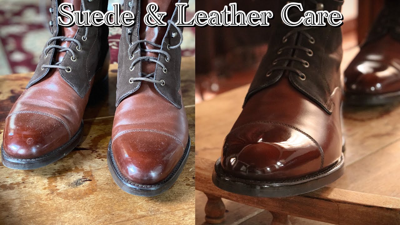 HOW TO CARE FOR SUEDE & LEATHER COMBO SHOES/BOOTS: STAY HOME AND SHINE YOUR SHOES! - YouTube