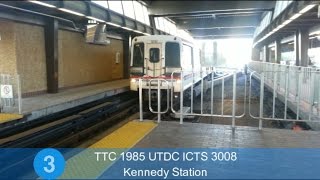 TTC 1985 UTDC ICTS 3008 pulling in Kennedy