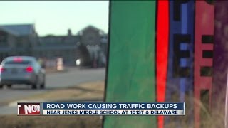 Road work causing traffic backups