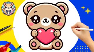 Cómo Dibujar un Oso Kawaii 🧸 con Corazón ❤️ Especial San Valentín Fácil y Adorable Paso a Paso Cómo Dibujar un Oso Kawaii 🧸 con Corazón ❤️ Especial San Valentín Fácil y Adorable Paso a Paso