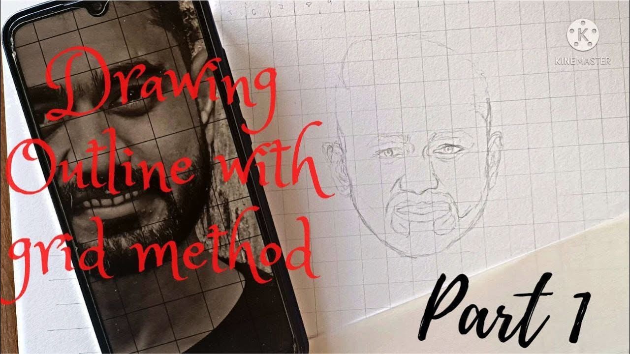 How to draw Outline For face • Using Grid method • step by step ...