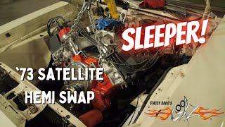 73 Plymouth Satellite SLEEPER Hemi Install! Street Sweeper Part 3  Stacey David's Gearz S8 E13
