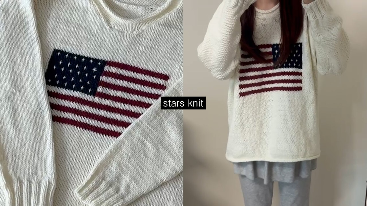 니트와 사랑에 빠져버리다.. | 뜨개사계절 성조기 니트