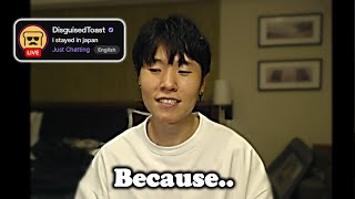 Disguised Toast explains why he's staying in Japan alone