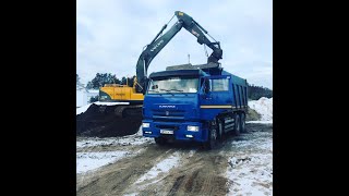 Самосвал Камаз 6520 с двигателем Cummins в работе.