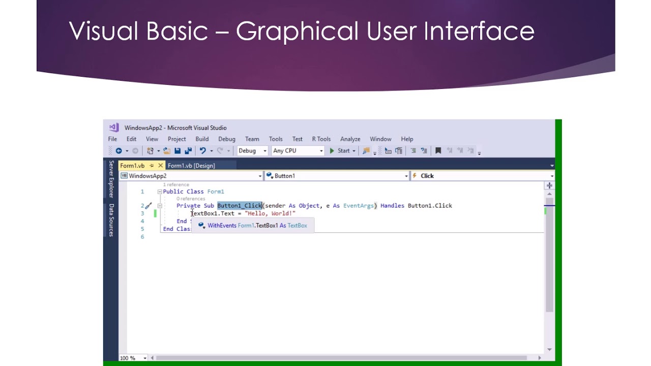 CIS-119 Lecture: Course Overview v2 - 3  Visual Basic - Graphical User Interface