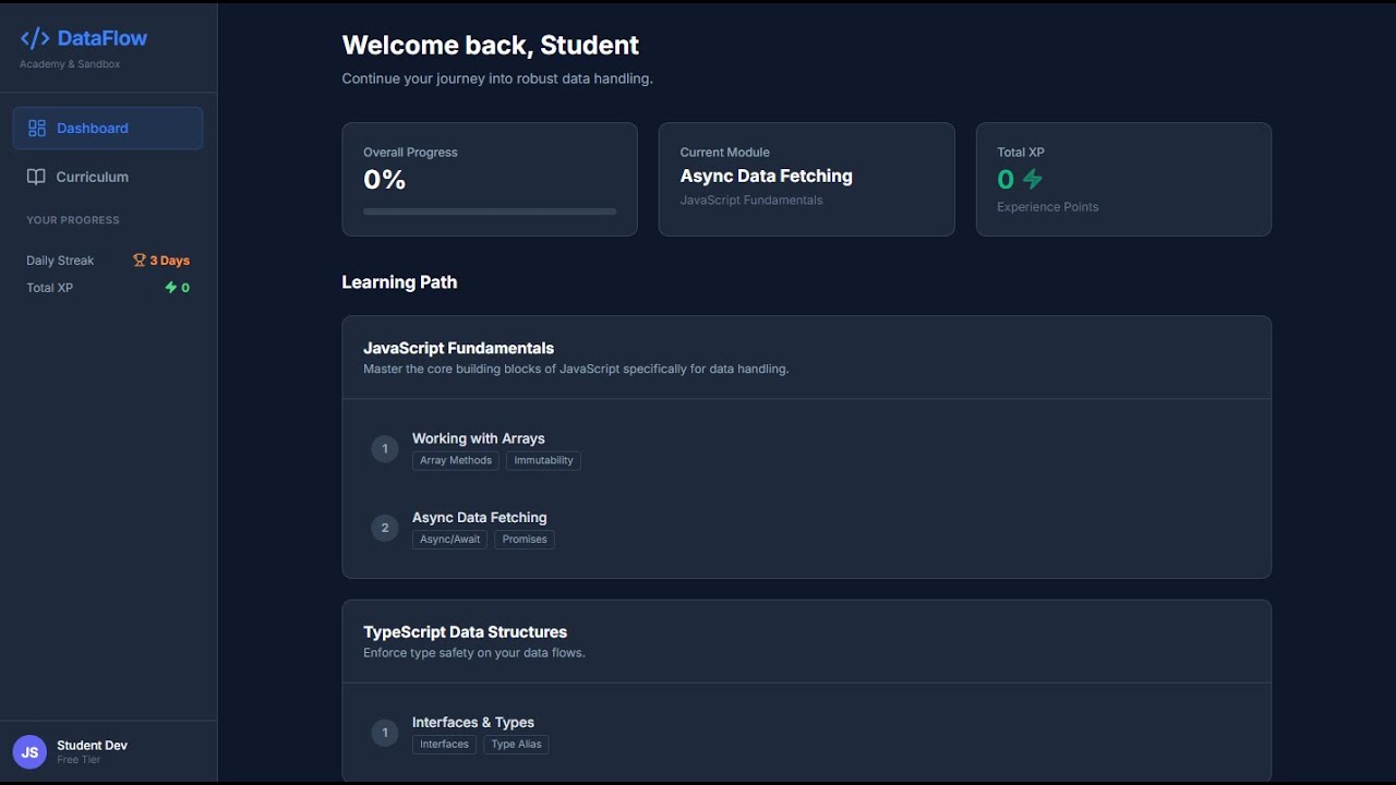Interactive JavaScript & TypeScript Learning App | REACT