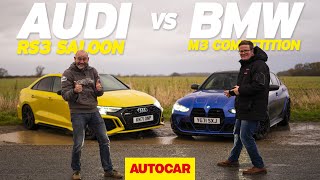 Audi RS3 vs BMW M3 xDrive review | Which 4wd saloon is best? | Autocar