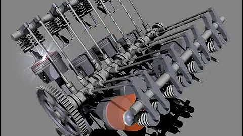 V-8 Engine 3D model, animated and rendered in Blender.