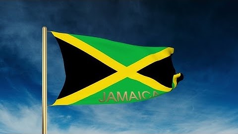 Jamaica Flag Slider Style With Title. Waving In The Wind With Cloud Background A Stock Animation
