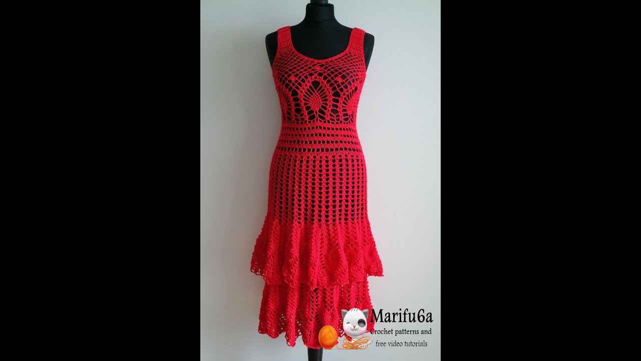 How to crochet red pineapple dress all ...