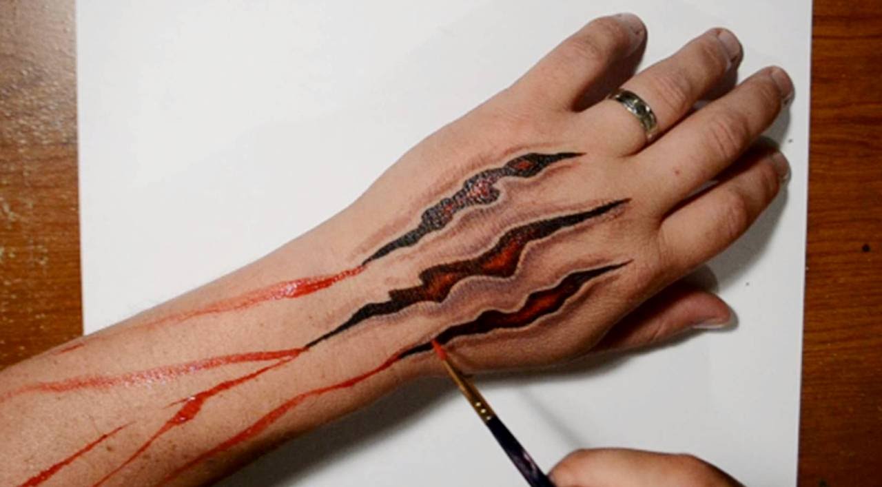 How to Draw Claw Marks in Skin - Cool Trick Art