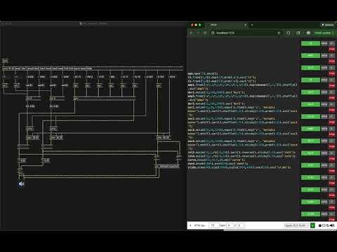 Live-coded FM synthesis patch in Max MSP