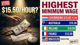 Highest Minimum Wage 1960-2026 | Luxembourg $15.50/hr vs Cambodia $0.35/hr — 44× Gap 💰